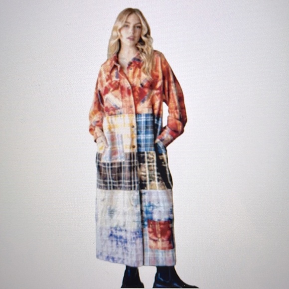 Oli & Hali Jackets & Blazers - Women’s Bohemian Colorful Mixed Plaid Patchwork Shirt Duster Cardigan NWT